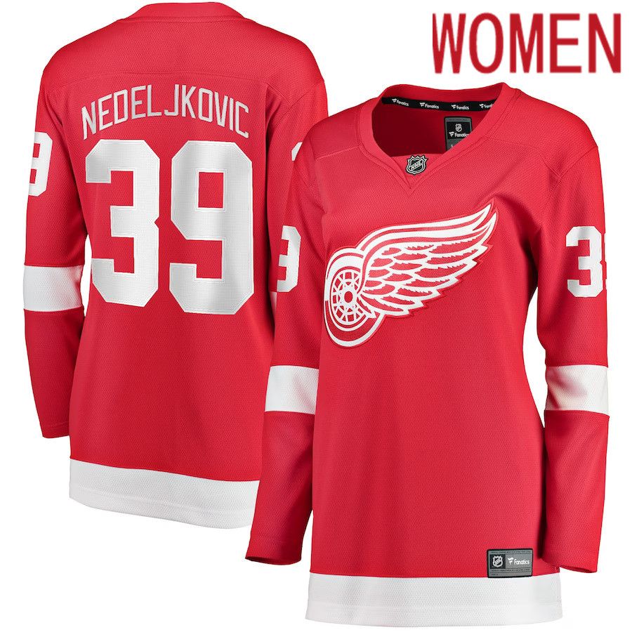 Women Detroit Red Wings #39 Alex Nedeljkovic Fanatics Branded Red Home Breakaway Player NHL Jersey->women nhl jersey->Women Jersey